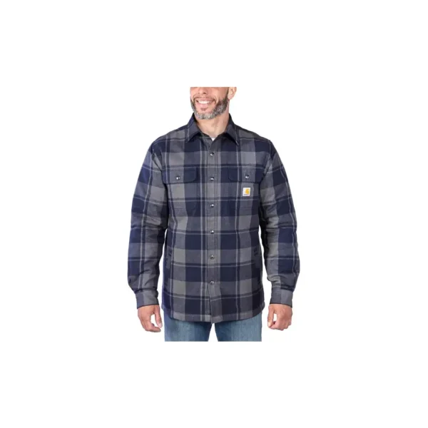 Carhartt M's Flannel Sherpa Lined Shirt Jacket Navy 3